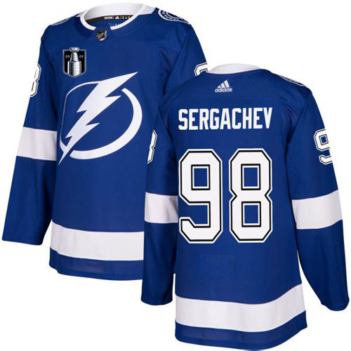 Adidas Tampa Bay Lightning #98 Mikhail Sergachev Blue 2022 Stanley Cup Final Patch Youth Home Authentic Stitched Jersey Youth
