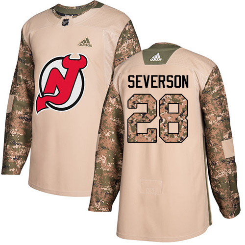 Adidas New Jersey Devils #28 Damon Severson Camo Authentic 2017 Veterans Day Stitched Jersey Men's