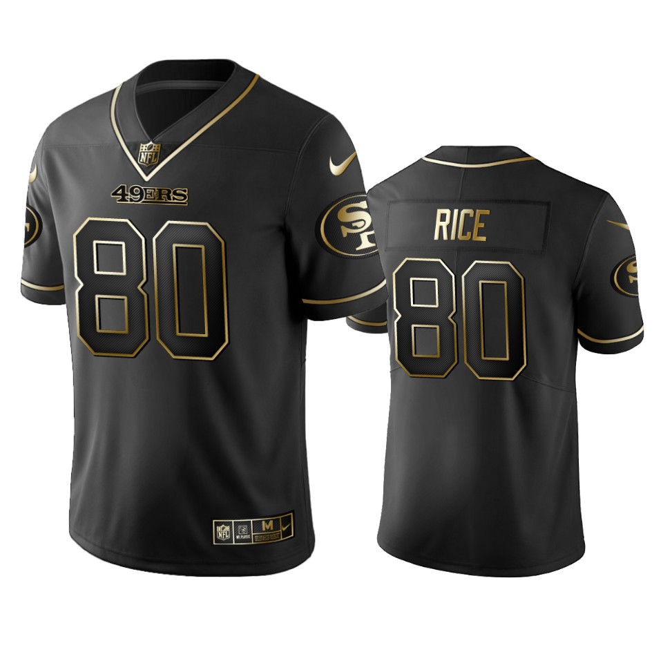 49ers #80 Jerry Rice Black Golden Limited Edition Stitched Jersey