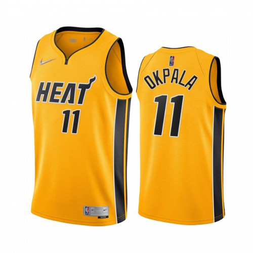 Miami Miami Heat #11 KZ Okpala Yellow Womens Swingman 2020-21 Earned Edition Jersey Womens