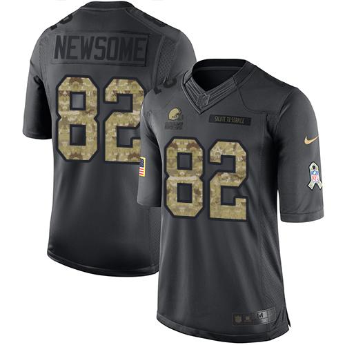 Cleveland Browns #82 Ozzie Newsome Black Men's Stitched Limited 2016 Salute to Service Jersey Men's