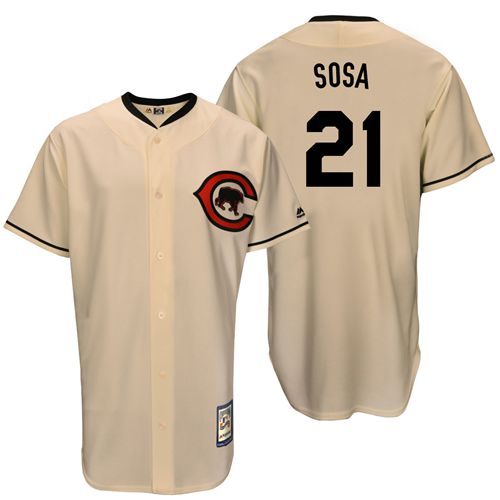Mitchell And Ness Chicago Cubs #21 Sammy Sosa Cream Throwback Stitched Jersey Men's