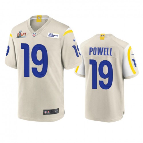 Los Angeles Los Angeles Rams #19 Brandon Powell Men's Super Bowl LVI Patch Game Jersey - Bone Men's