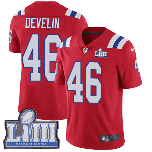 New England Patriots #46 James Develin Red Alternate Super Bowl LIII Bound Youth Stitched Vapor Untouchable Limited Jersey Youth