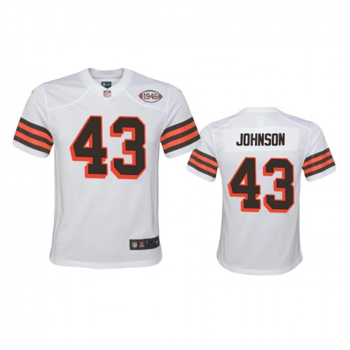 Youth Cleveland Browns #43 John Johnson 1946 Collection Alternate Game Limited Jersey - White Youth