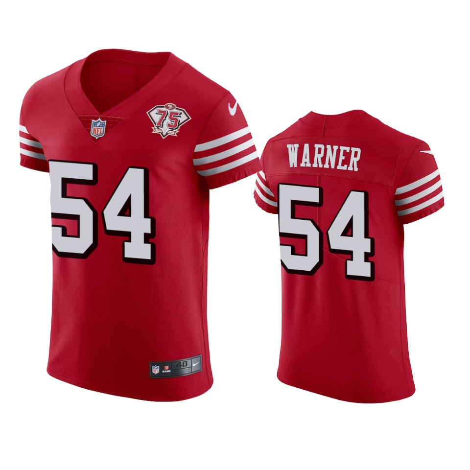 49ers #54 Fred Warner Red Rush Men's 75th Anniversary Stitched Vapor Untouchable Elite Jersey