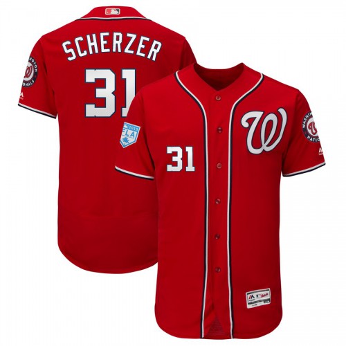 Washington Nationals #31 Max Scherzer Red Alternate 2019 Spring Training Flex Base Stitched Jersey Men's