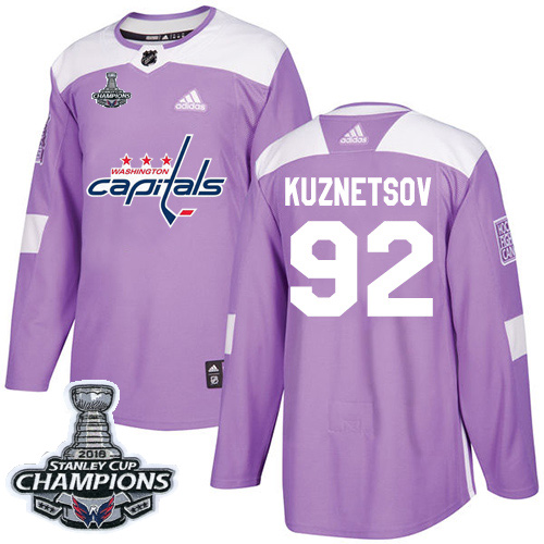 Adidas Washington Capitals #92 Evgeny Kuznetsov Purple Authentic Fights Cancer Stanley Cup Final Champions Stitched Jersey Men's