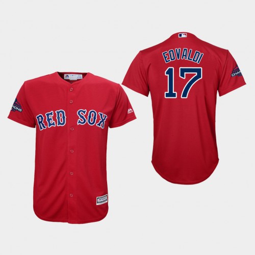 Boston Red Sox #17 Nathan Eovaldi Red Cool Base 2018 World Series Champions Stitched Youth Jersey Youth