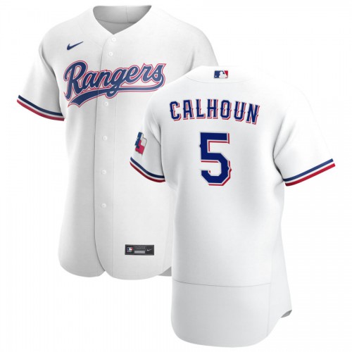 Texas Texas Rangers #5 Willie Calhoun Men's White Home 2020 Authentic Player Jersey Men's