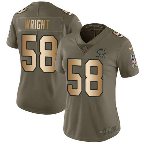 Bears #58 Darnell Wright Olive/Gold Women's Stitched Limited 2017 Salute To Service Jersey
