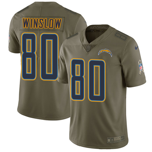 Los Angeles Chargers #80 Kellen Winslow Olive Youth Stitched Limited 2017 Salute to Service Jersey Youth