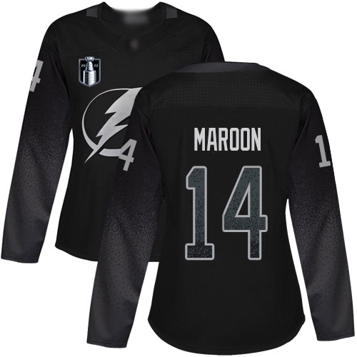 Adidas Tampa Bay Lightning #14 Pat Maroon Black Women's 2022 Stanley Cup Final Patch Alternate Authentic Stitched Jersey Womens