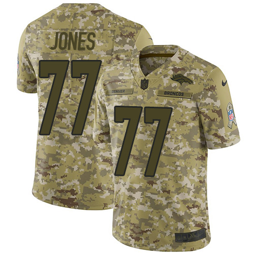 Denver Broncos #77 Sam Jones Camo Men's Stitched Limited 2018 Salute To Service Jersey Men's