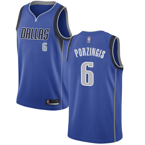 Dallas Mavericks #6 Kristaps Porzingis Royal Swingman Icon Edition Jersey Mens