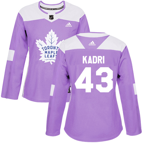 Adidas Maple Toronto Maple Leafs #43 Nazem Kadri Purple Authentic Fights Cancer Women's Stitched Jersey Womens