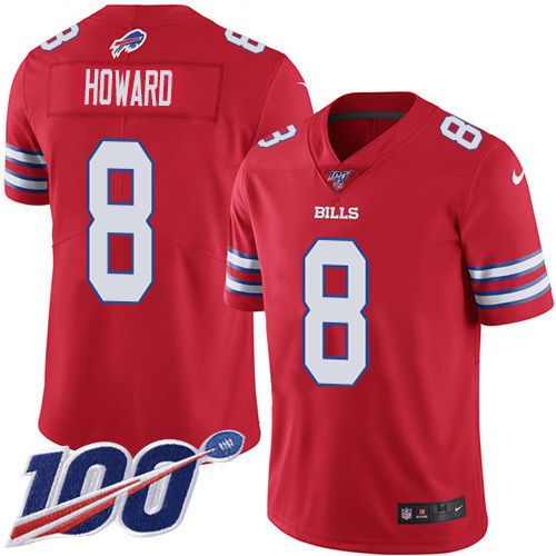 Buffalo Buffalo Bills #8 O. J. Howard Red Youth Stitched Limited Rush 100th Season Jersey Youth