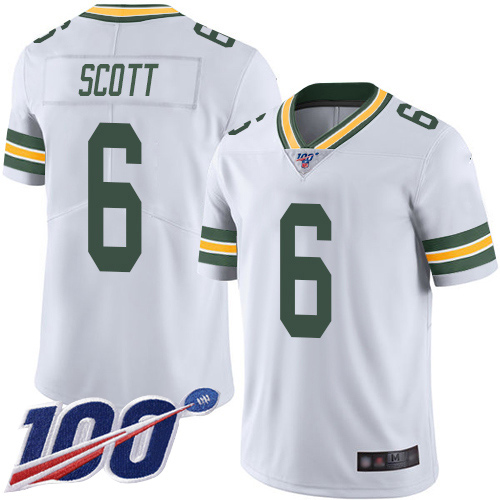 Green Bay Packers #6 JK Scott White Youth Stitched 100th Season Vapor Limited Jersey Youth