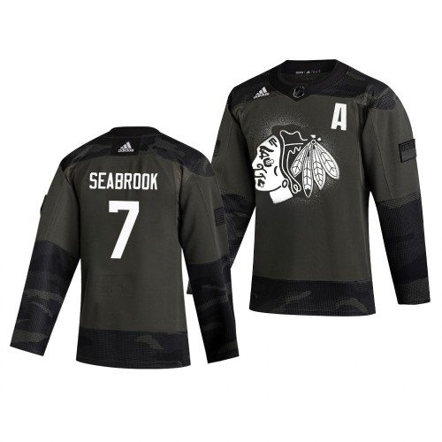 Chicago Chicago Blackhawks #7 Brent Seabrook Adidas 2019 Veterans Day Men's Authentic Practice Jersey Camo Men's