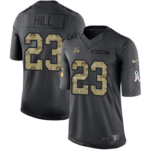Bengals #23 Daxton Hill Black Youth Stitched Limited 2016 Salute To Service Jersey