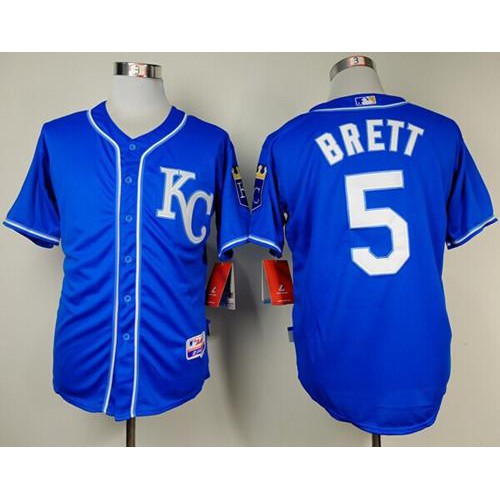 Kansas City Royals #5 George Brett Light Blue Alternate 2 Cool Base Stitched Jersey Men's
