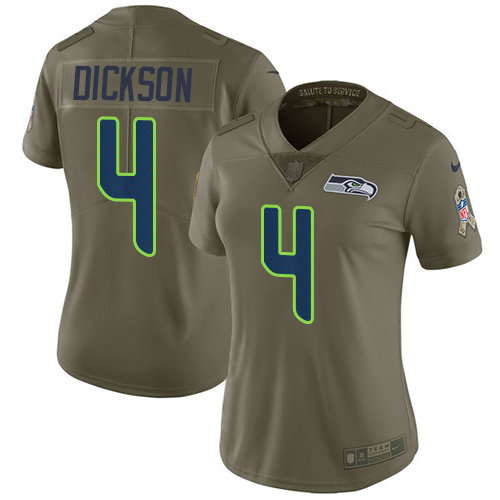 Seattle Seahawks #4 Michael Dickson Olive Women's Stitched Limited 2017 Salute to Service Jersey Womens