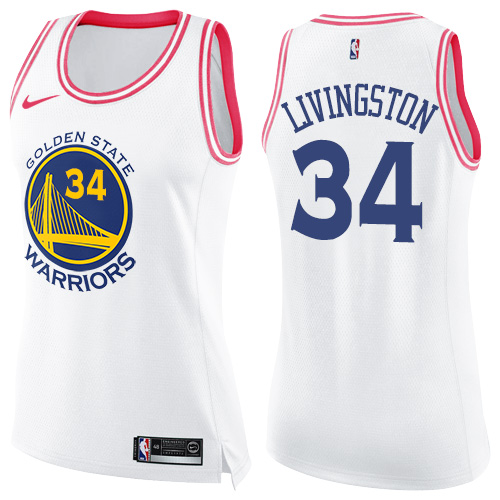 Golden State Warriors #34 Shaun Livingston White/Pink Womens Swingman Fashion Jersey Womens