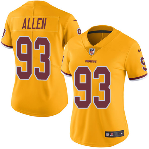 Commanders #93 Jonathan Allen Gold Women's Stitched Limited Rush Jersey
