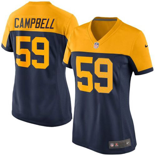 Green Bay Packers #59 De'Vondre Campbell Navy Blue Alternate Women's Stitched Vapor Untouchable Limited Jersey Womens