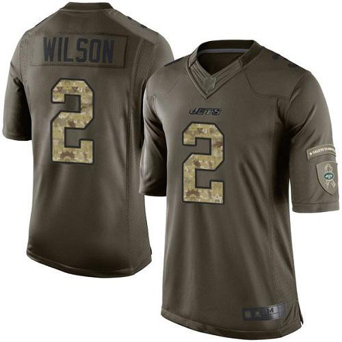 Jets #2 Zach Wilson Green Men's Stitched Limited 2015 Salute To Service Jersey