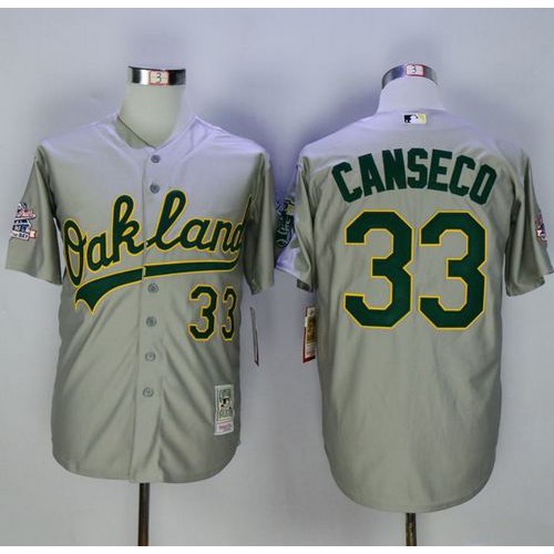 Mitchell And Ness Oakland Athletics #33 Jose Canseco Grey Throwback Stitched Jersey Men's