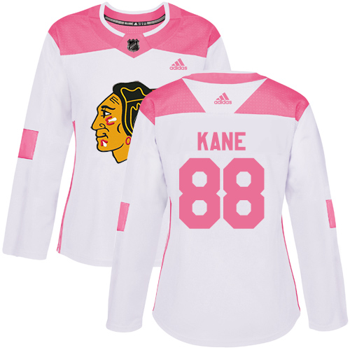 Adidas Chicago Blackhawks #88 Patrick Kane White/Pink Authentic Fashion Women's Stitched Jersey Womens