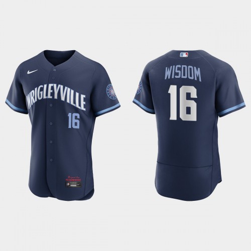 Chicago Chicago Cubs #16 Patrick Wisdom Men's 2021 City Connect Authentic Navy Jersey Men's