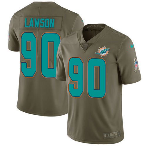 Miami Dolphins #90 Shaq Lawson Olive Men's Stitched Limited 2017 Salute To Service Jersey Men's