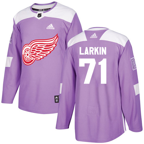 Adidas Detroit Red Wings #71 Dylan Larkin Purple Authentic Fights Cancer Stitched Youth Jersey Youth