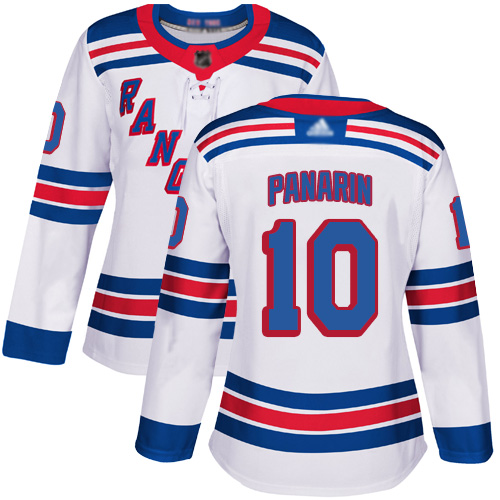 Adidas New York Rangers #10 Artemi Panarin White Road Authentic Women's Stitched Jersey Womens