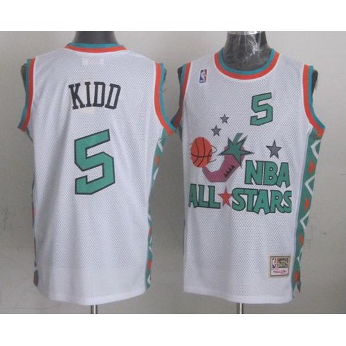 Mitchell And Ness Dallas Mavericks #5 Jason Kidd White 1996 All-Star Stitched Jersey Mens