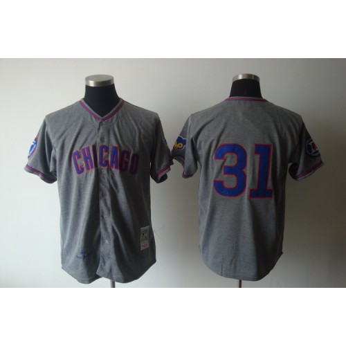 Mitchell And Ness 1968 Chicago Cubs #31 Fergie Jenkins Grey Stitched Throwback Jersey Men's