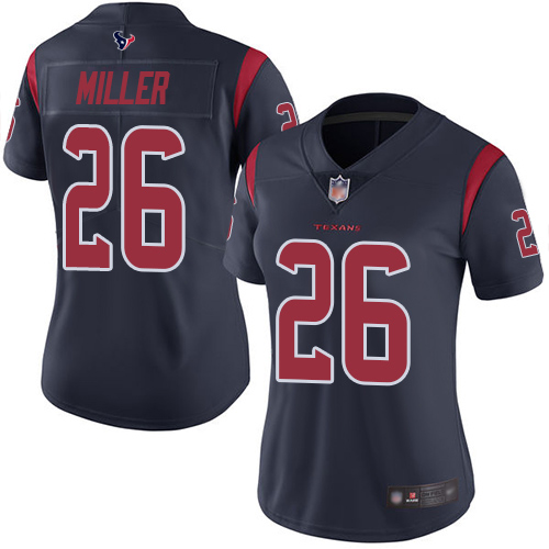 Houston Texans #26 Lamar Miller Navy Blue Women's Stitched Limited Rush Jersey Womens