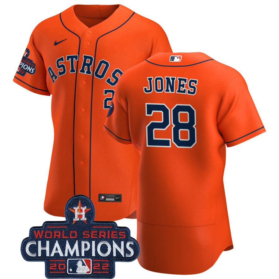 Houston Astros #28 Taylor Jones Orange 2022 World Series Champions Orange Alternate Authentic Team Jersey