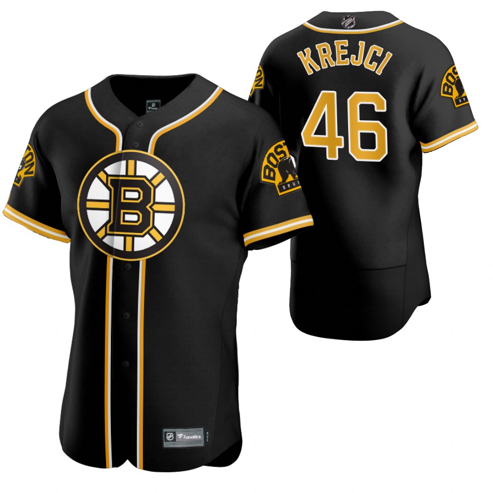Boston Bruins #46 David Krejci Men's 2020 X Crossover Edition Baseball Jersey Black