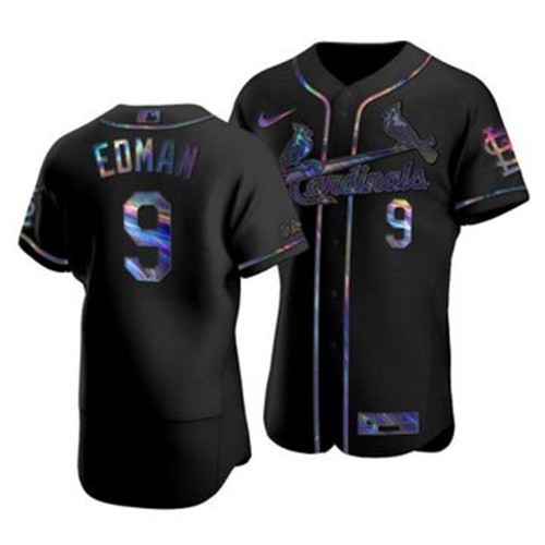 St. Louis St.Louis Cardinals #9 Tommy Edman Men's Iridescent Holographic Collection Jersey - Black Men's