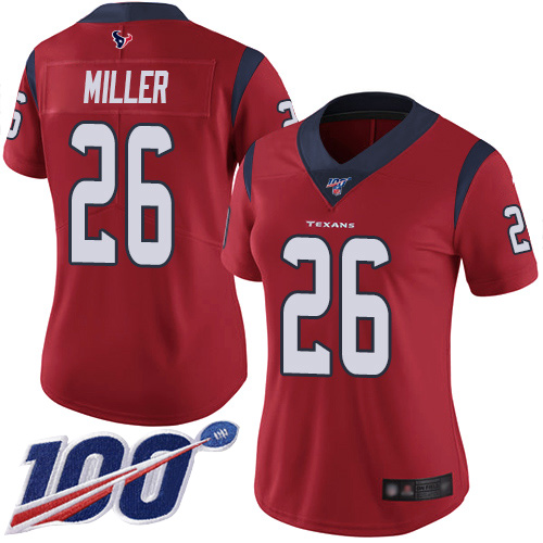 Houston Texans #26 Lamar Miller Red Alternate Women's Stitched 100th Season Vapor Limited Jersey Womens