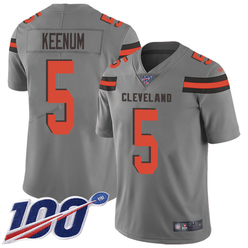 Cleveland Browns #5 Case Keenum Gray Youth Stitched Limited Inverted Legend 100th Season Jersey Youth