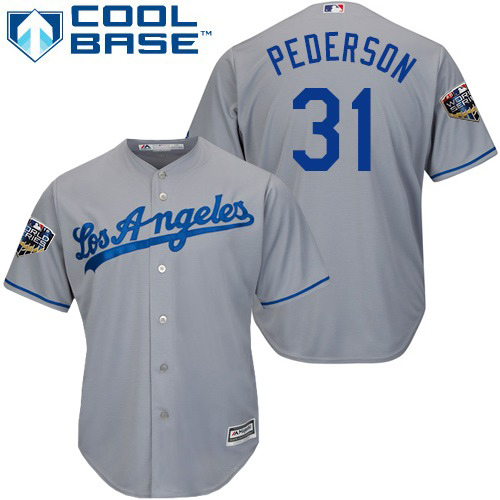 Los Angeles Dodgers #31 Joc Pederson Grey New Cool Base 2018 World Series Stitched Jersey Men's