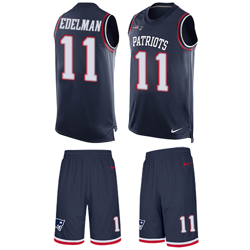 Patriots #11 Julian Edelman Navy Blue Team Color Men's Stitched Limited Tank Top Suit Jersey