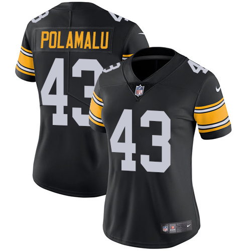 Steelers #43 Troy Polamalu Black Alternate Women's Stitched Vapor Untouchable Limited Jersey