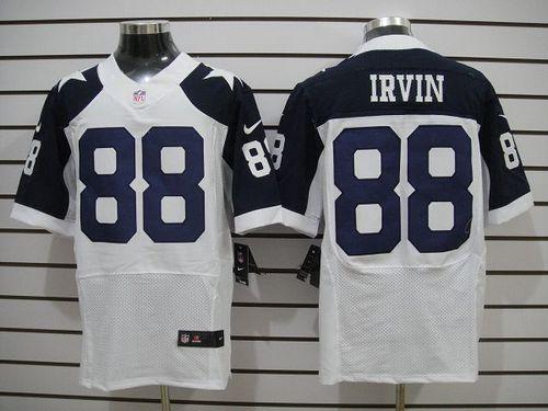 Cowboys #88 Michael Irvin White Thanksgiving Throwback Men's Stitched Elite Jersey
