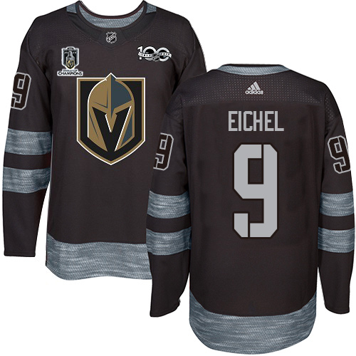 Adidas Golden Knights #9 Jack Eichel Black 2023 Stanley Cup Champions 100th Anniversary Stitched Jersey