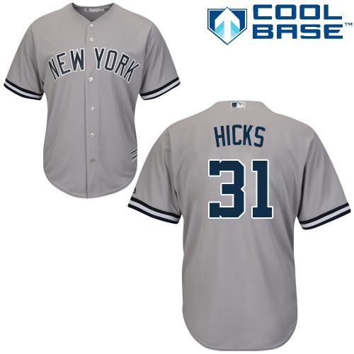 New York Yankees #31 Aaron Hicks Grey Cool Base Stitched Youth Jersey Youth
